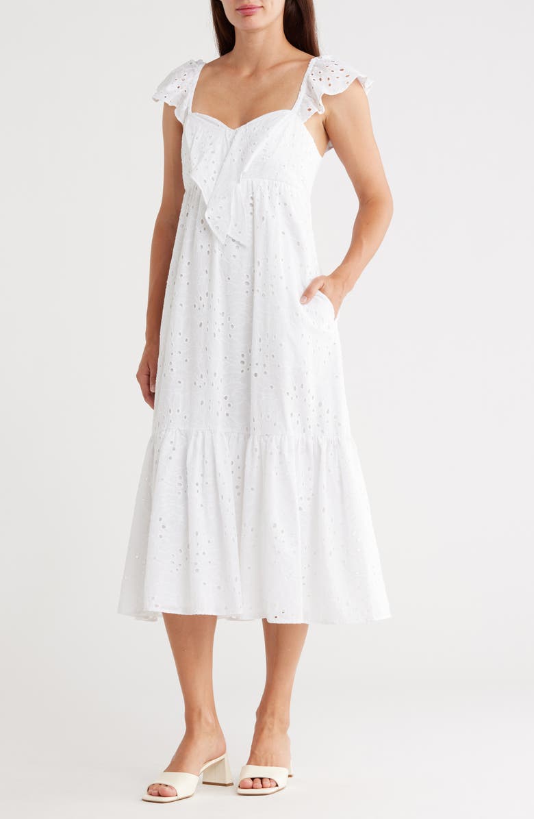 Lilly Pulitzer<sup>®</sup> Lantana Flutter Sleeve Dress, Main, color, Resort White Tropical