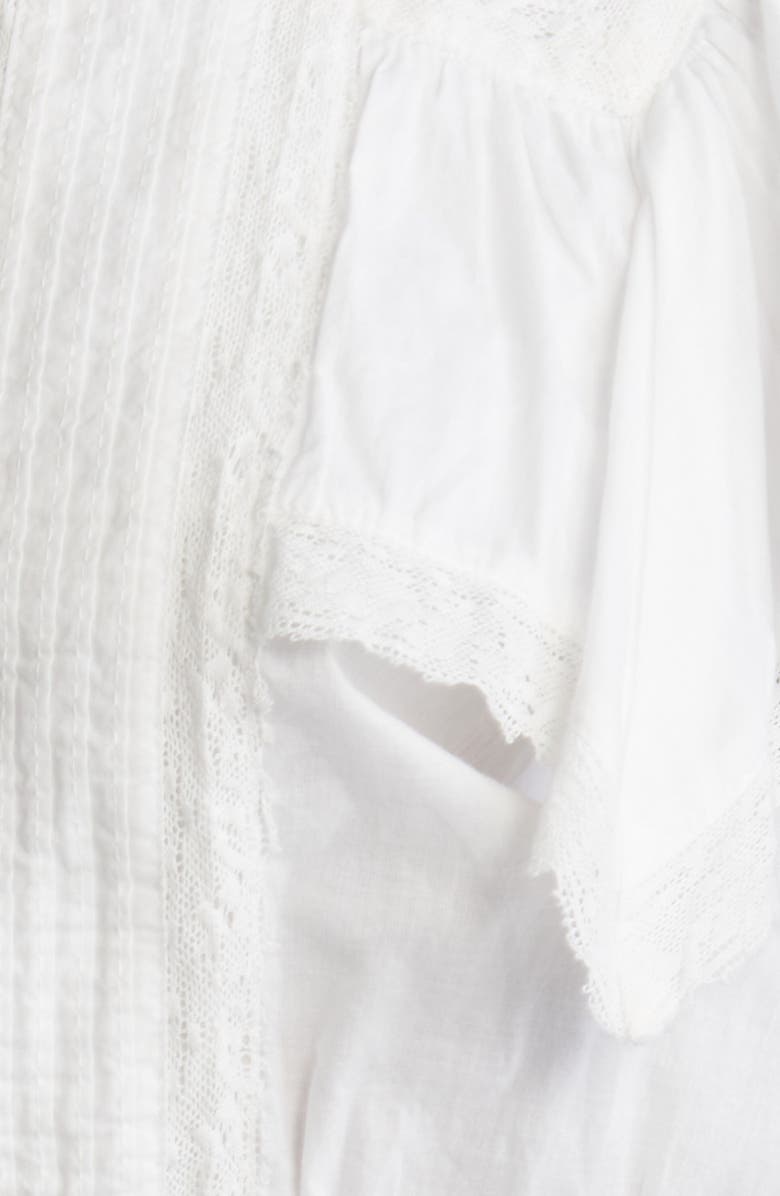 LoveShackFancy Nora Lace Ruffle Crop Top, Alternate, color, Antique White