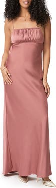 PAIGE Miren Ruched Bodice Satin Midi Dress