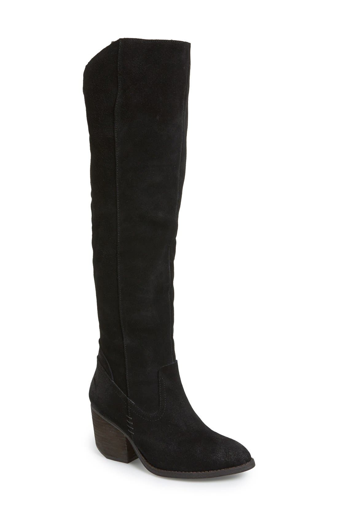 'Oakmont' Knee High Boot, Main, color, BLACK DISTRESSED SUEDE