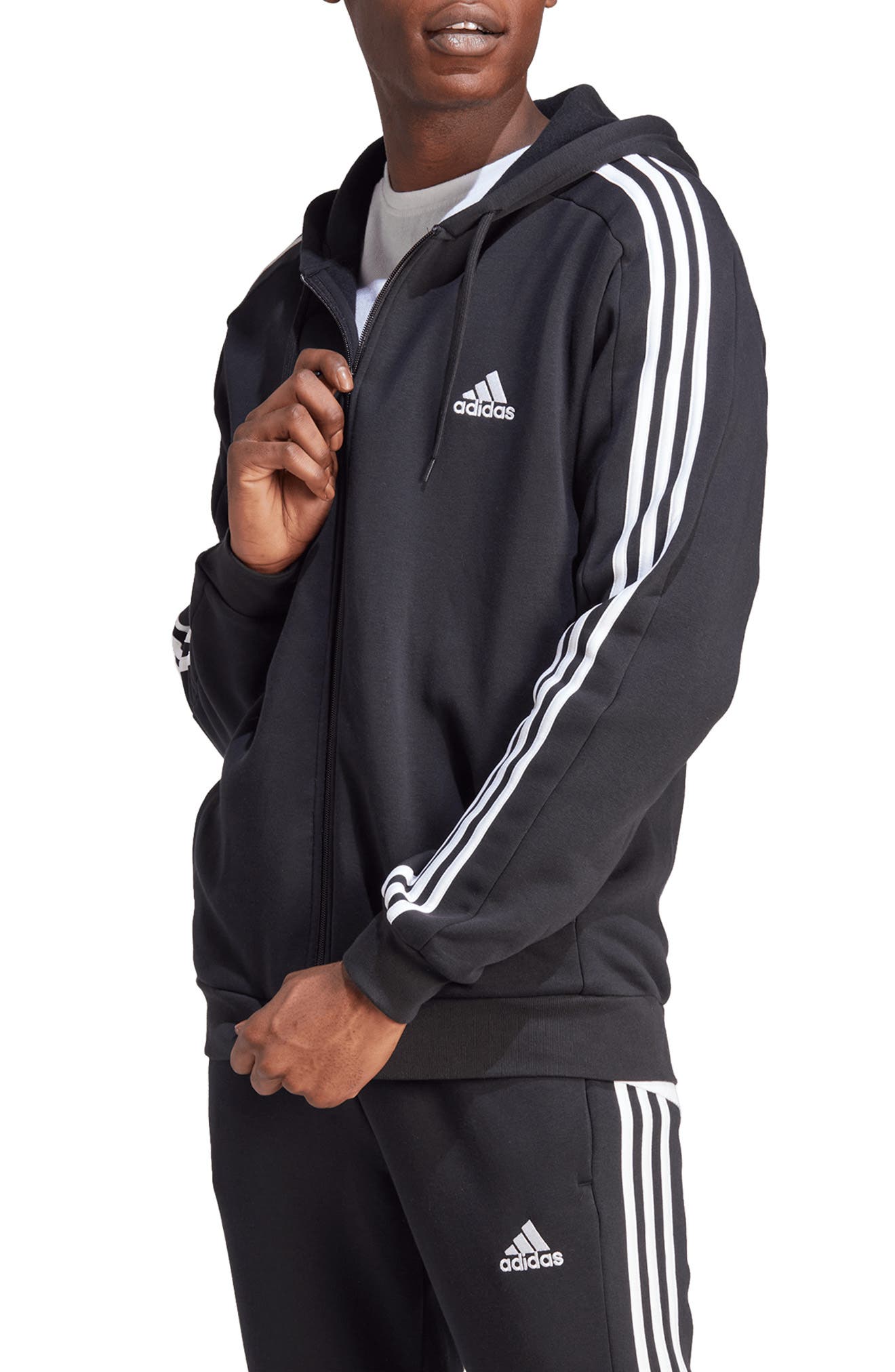 adidas Essentials Fleece 3-Stripes Zip-Up Track Jacket (Men ...