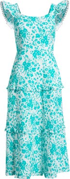 Anne Klein Floral Ruffle Tiered Midi Dress