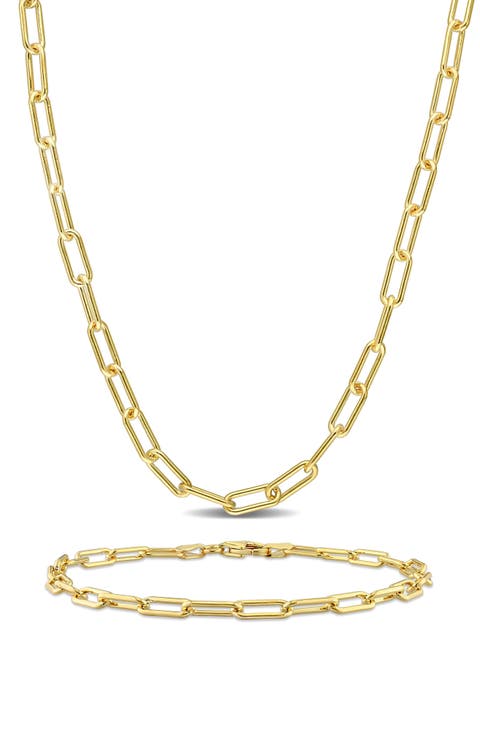 3.5mm Paperclip Oval Link Chain Necklace & Bracelet Set