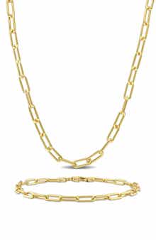 3.5mm Paperclip Oval Link Chain Necklace & Bracelet Set