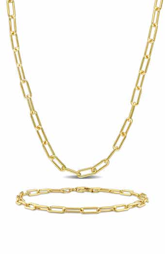 3.5mm Paperclip Oval Link Chain Necklace & Bracelet Set