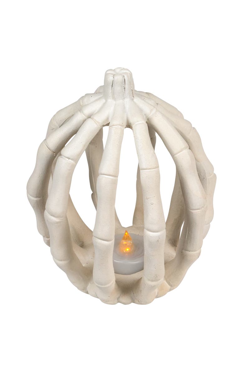 Northlight LED Lighted Skeleton Pumpkin Halloween Decoration - 6.25", Alternate, color, Beige