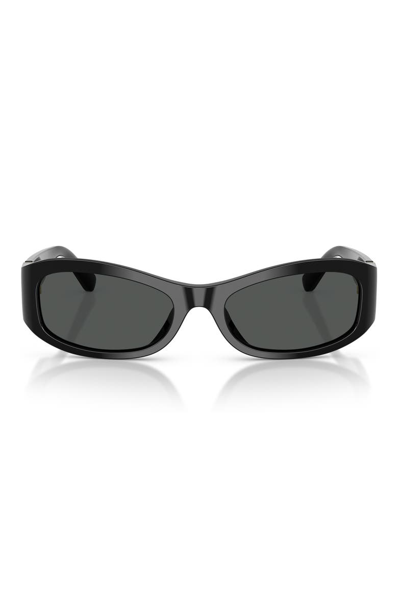 55mm Rectangular Sunglasses, Main, color, BLACK / DARK GREY
