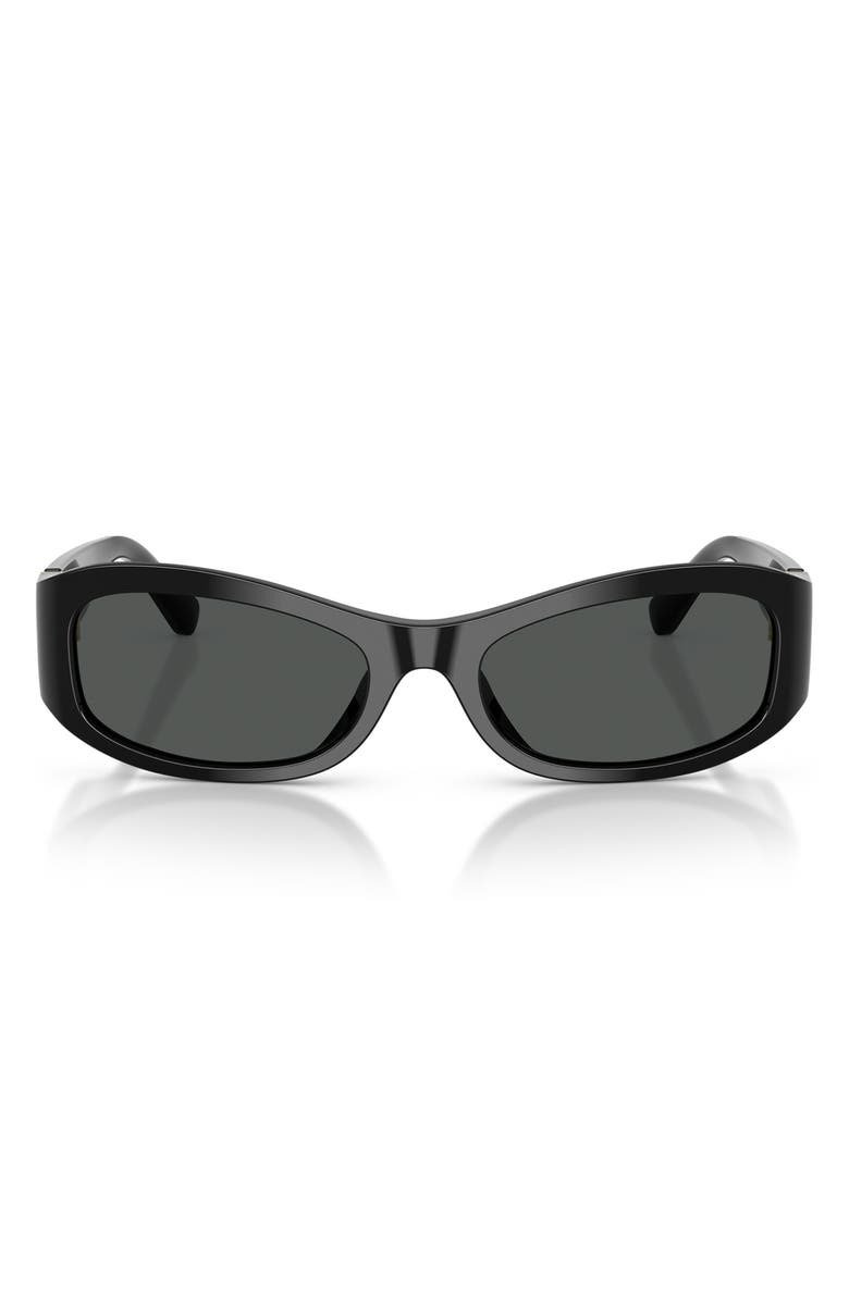 Tory Burch 55mm Rectangular Sunglasses, Main, color, Black / Dark Grey