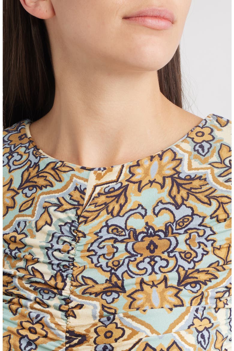 Winter Tapestry Long Sleeve A-Line Dress, Alternate, color, BLUE