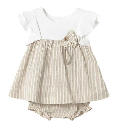 Mayoral Dress With Bloomers In Beige