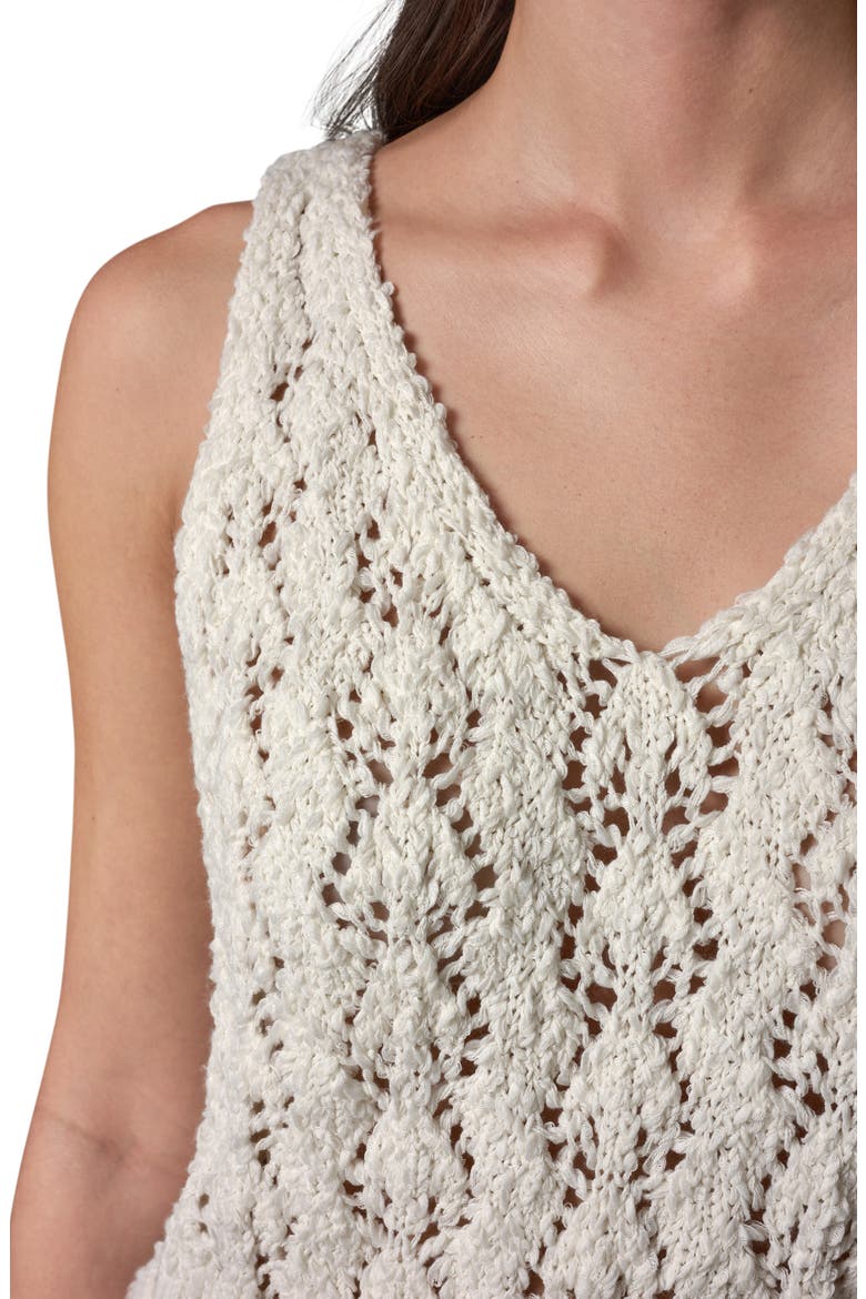 Double V-Neck Open Stitch Sweater Vest, Alternate, color, CREAM