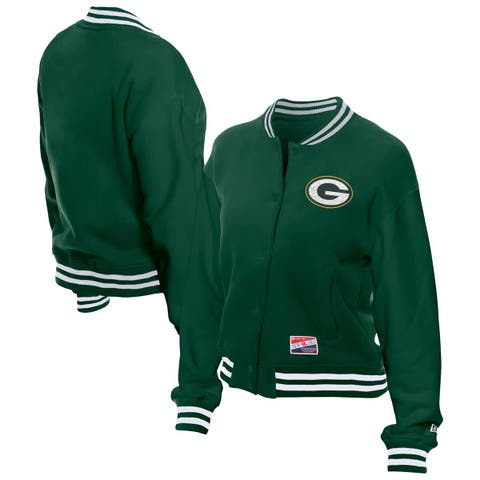 Women's New Era  Green Green Bay Packers Throwback Fleece Full-Snap Jacket