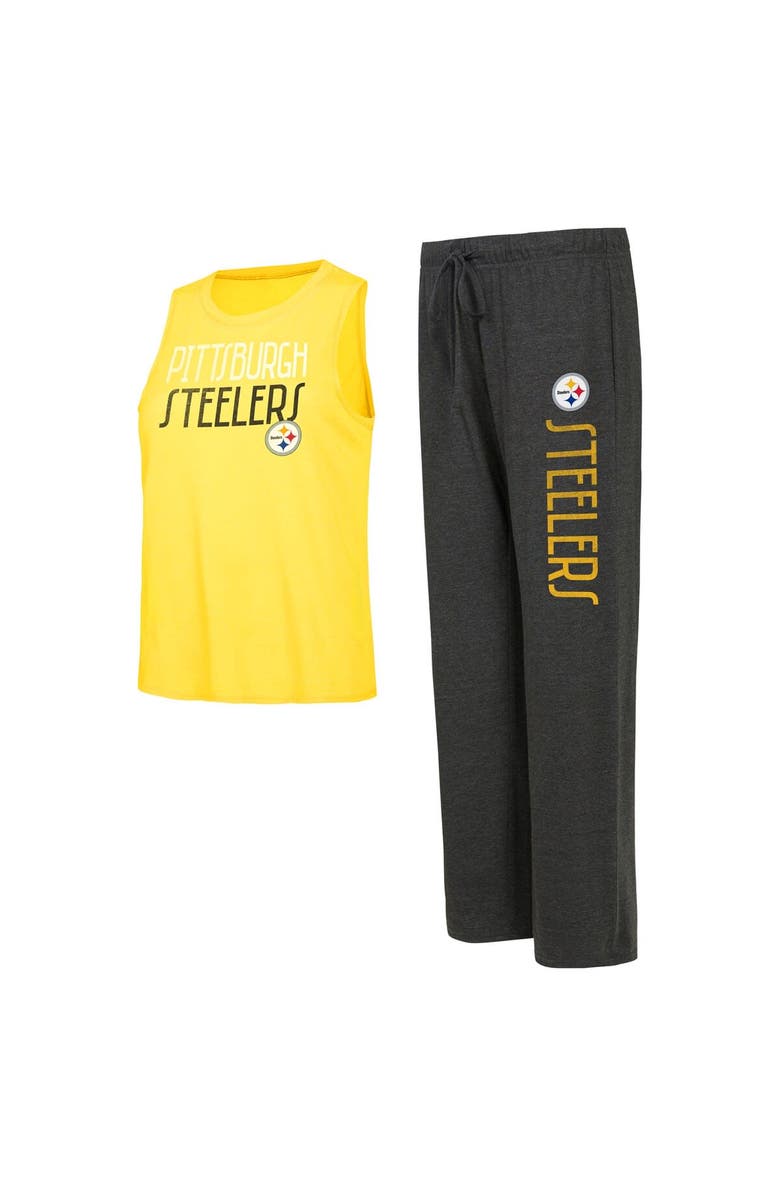 CONCEPTS SPORT Women's Concepts Sport Black/Gold Pittsburgh Steelers Muscle Tank Top & Pants Lounge Set, Main, color, 