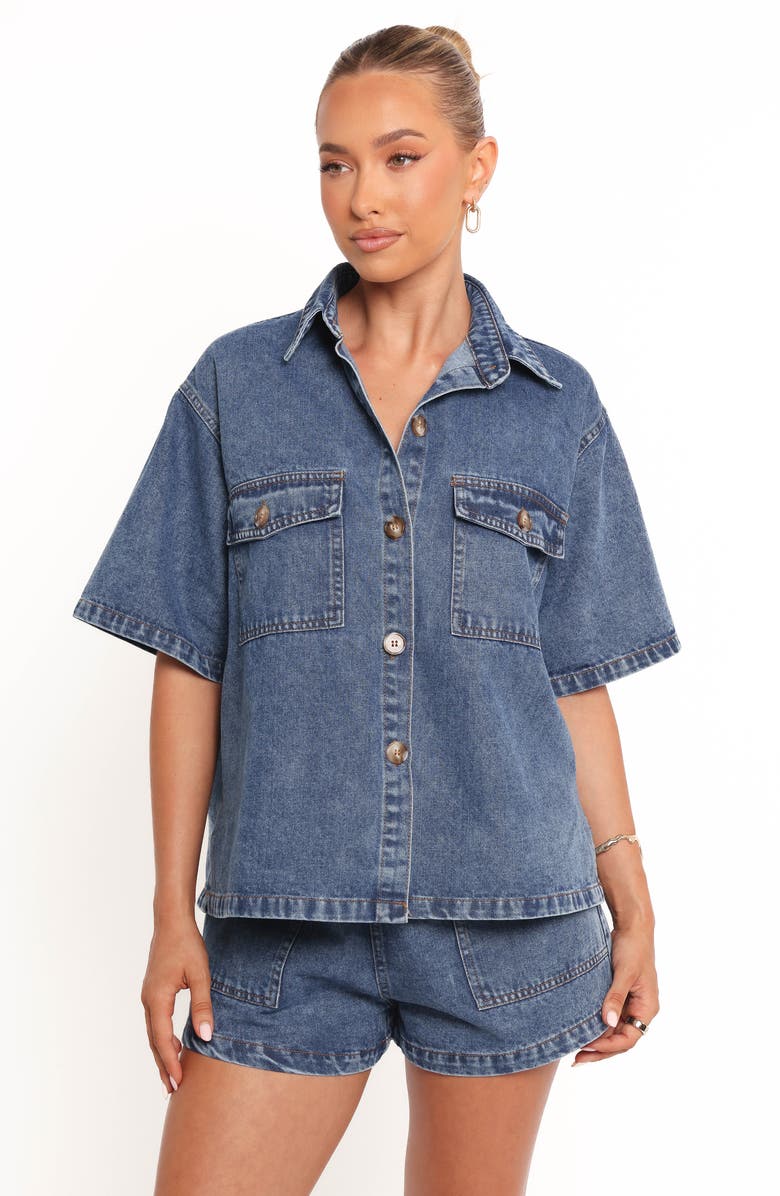 Petal & Pup Noor Denim Button-Up Shirt & Shorts Set, Alternate, color,