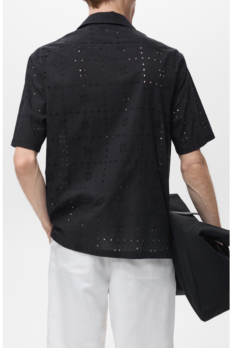 Cotton Broderie Anglaise Button-Up Shirt, Alternate, color, BLACK