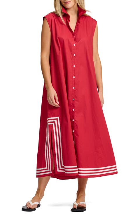 Cassie Sleeveless Cotton Midi Shirtdress