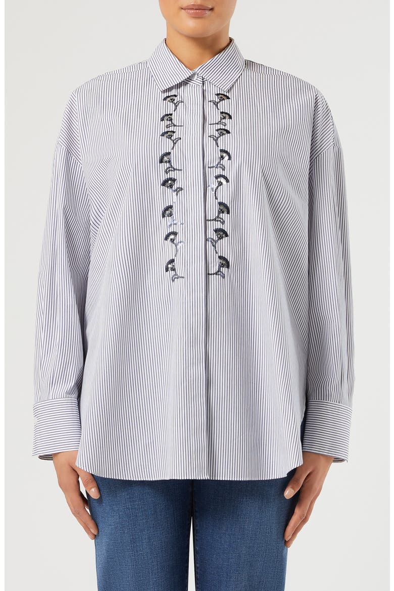 Embroidered Stripe Shirt, Main, color, OPTICAL WHITE