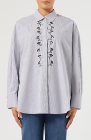 Marina Rinaldi Embroidered Stripe Shirt