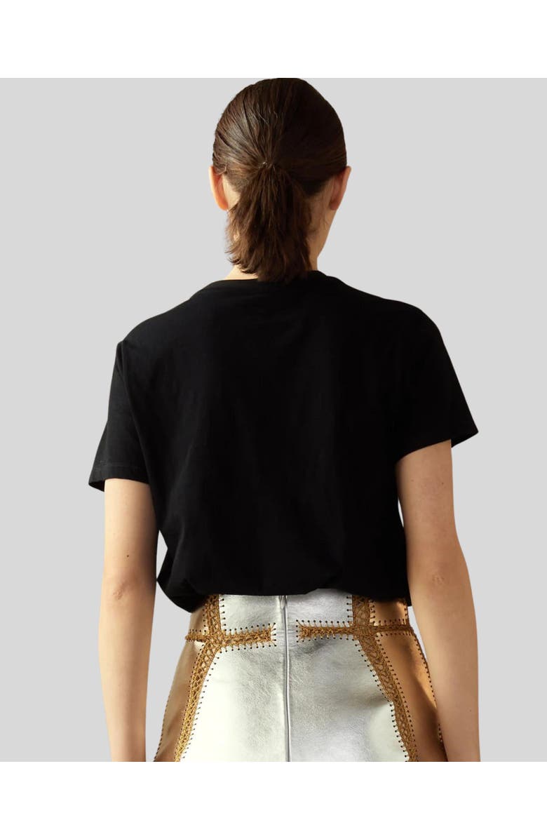 Cynthia Rowley Metallic Bow Tee, Alternate, color, Black