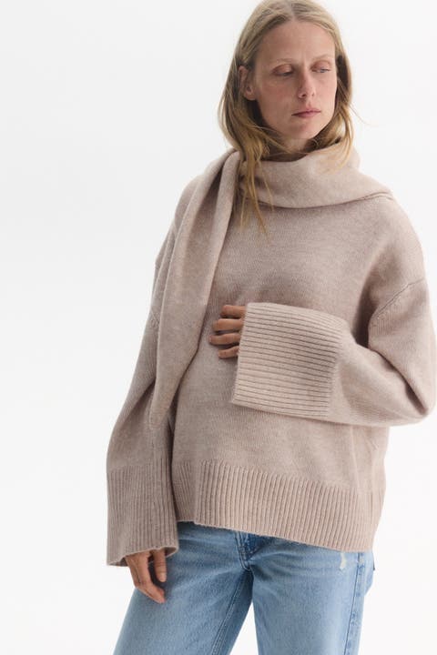 Mama Loose-Fit Sweater With Scarf