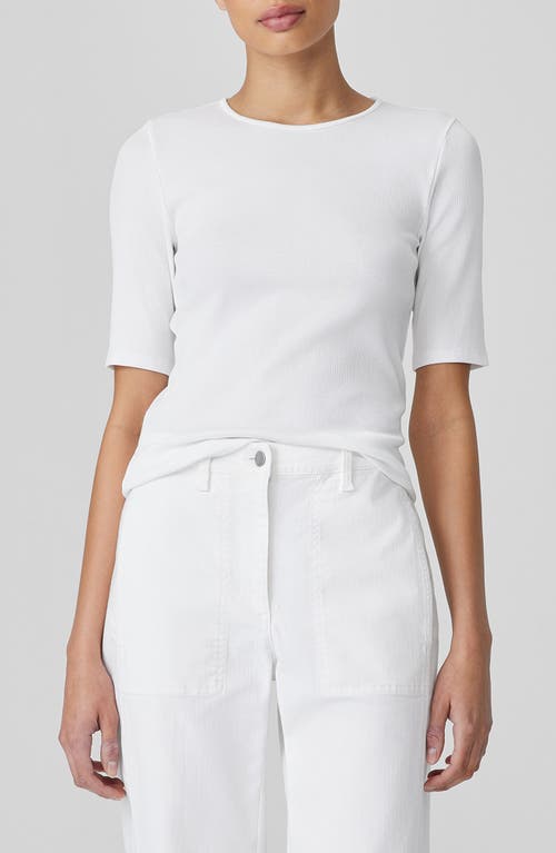 Eileen Fisher Organic Cotton Stretch Rib Crew Neck Top