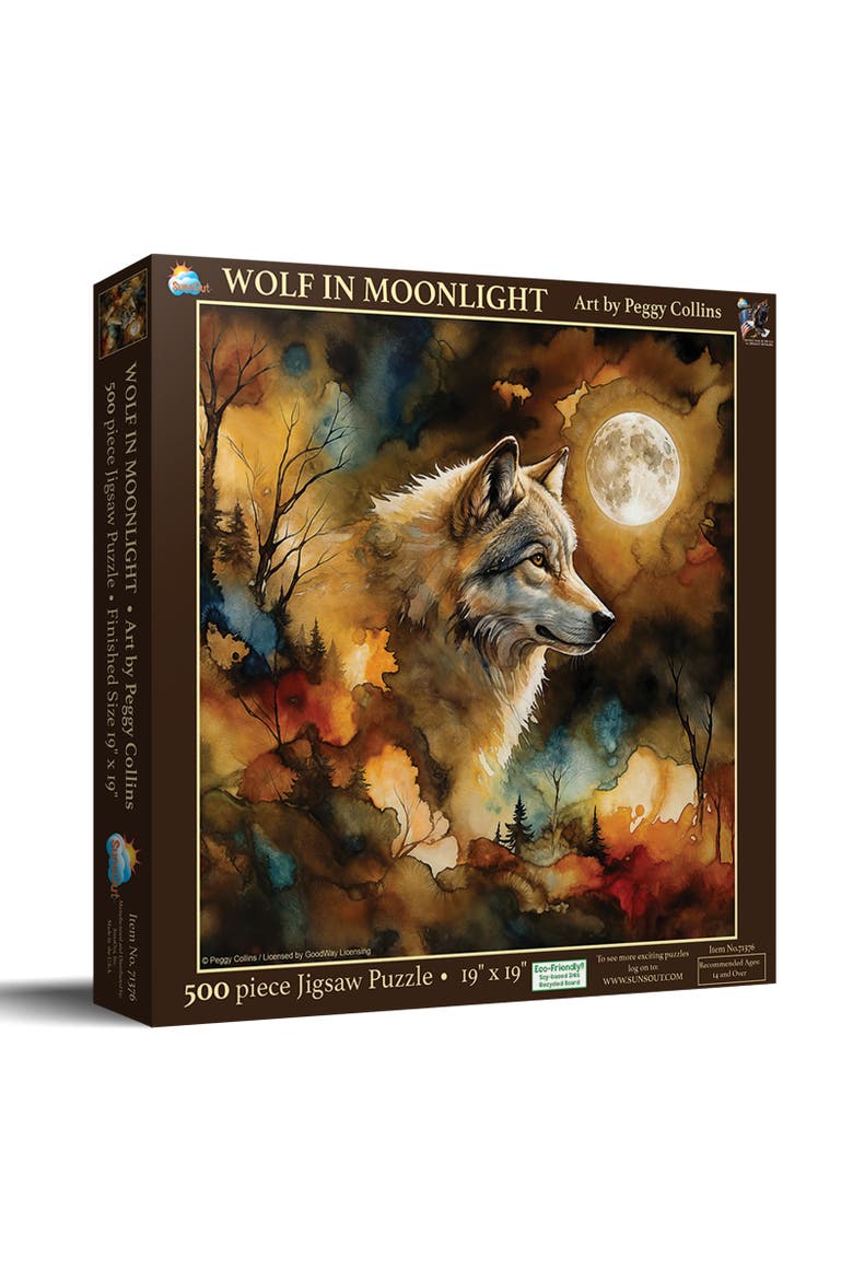Wolf in Moonlight 500 piece Jigsaw Puzzle for Adults, Main, color, Multicolor