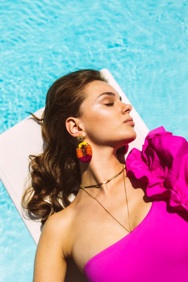 Glassberry Combi Oval Statement Earrings in Fuchsia & Orange, Alternate, color, Fuchsia, Orange