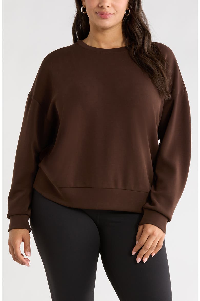 Soft Luxe Boxy Knit Crew Sweatshirt, Main, color, BROWN MOLE'