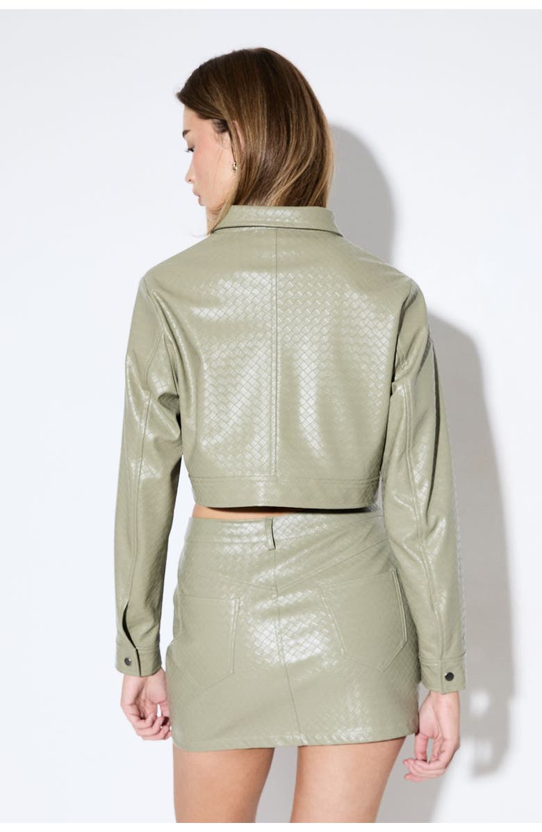 MissPap Woven Detail Faux Leather Jacket, Alternate, color, Olive