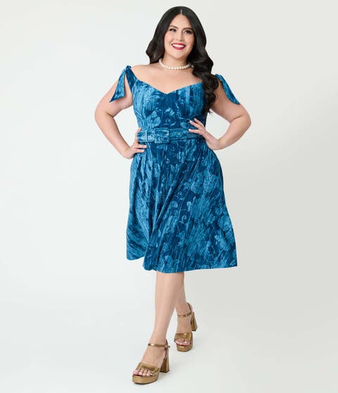 Plus Size Velvet Prairie Swing Dress