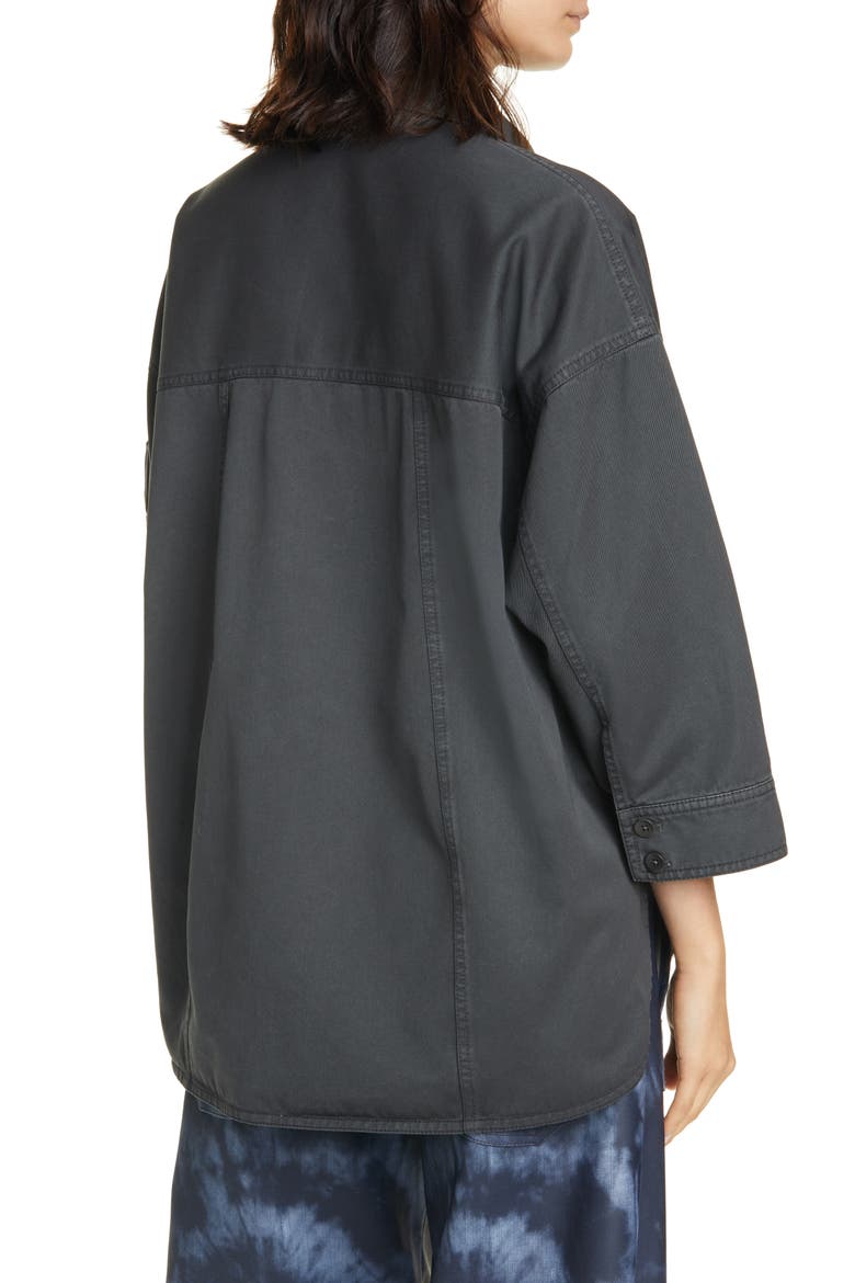 Garment Dyed Twill Oversize Cocoon Shirt, Alternate, color, STORM GREY