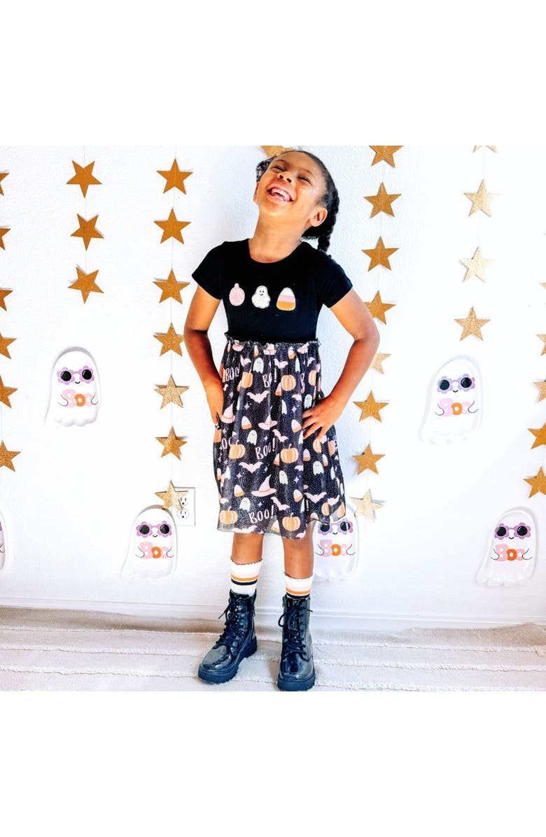 Sweet Wink Boo Halloween Short Sleeve Tutu Dress, Alternate, color, 