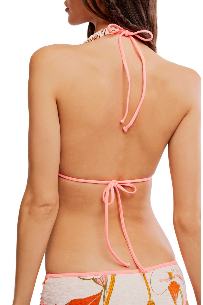 Michelle Print Triangle Bikini Top, Alternate, color, PURA VIDA BLUSH