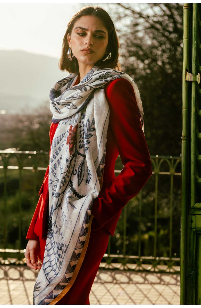 Elizabetta Vita - Linen Blend Scarf Shawl, Alternate, color, Blue