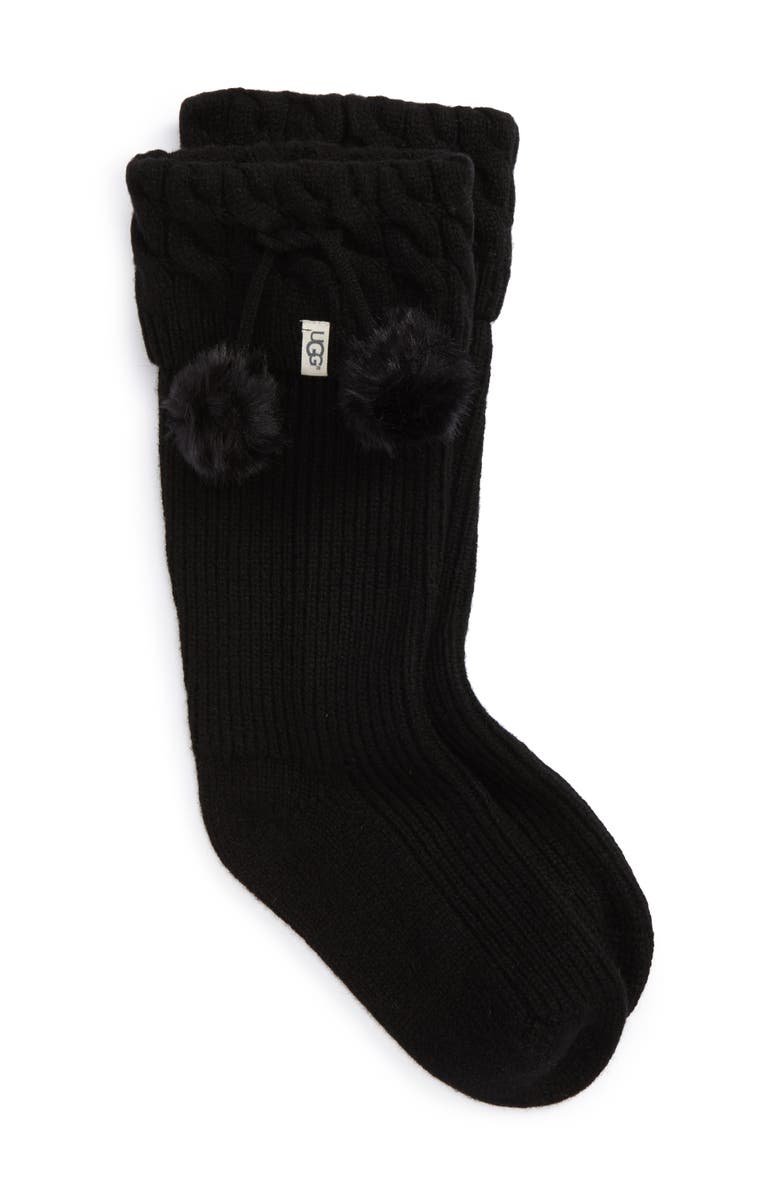 UGG<sup>®</sup> UGG UGGpure<sup>™</sup> Pompom Tall Rain Boot Sock, Main, color,
