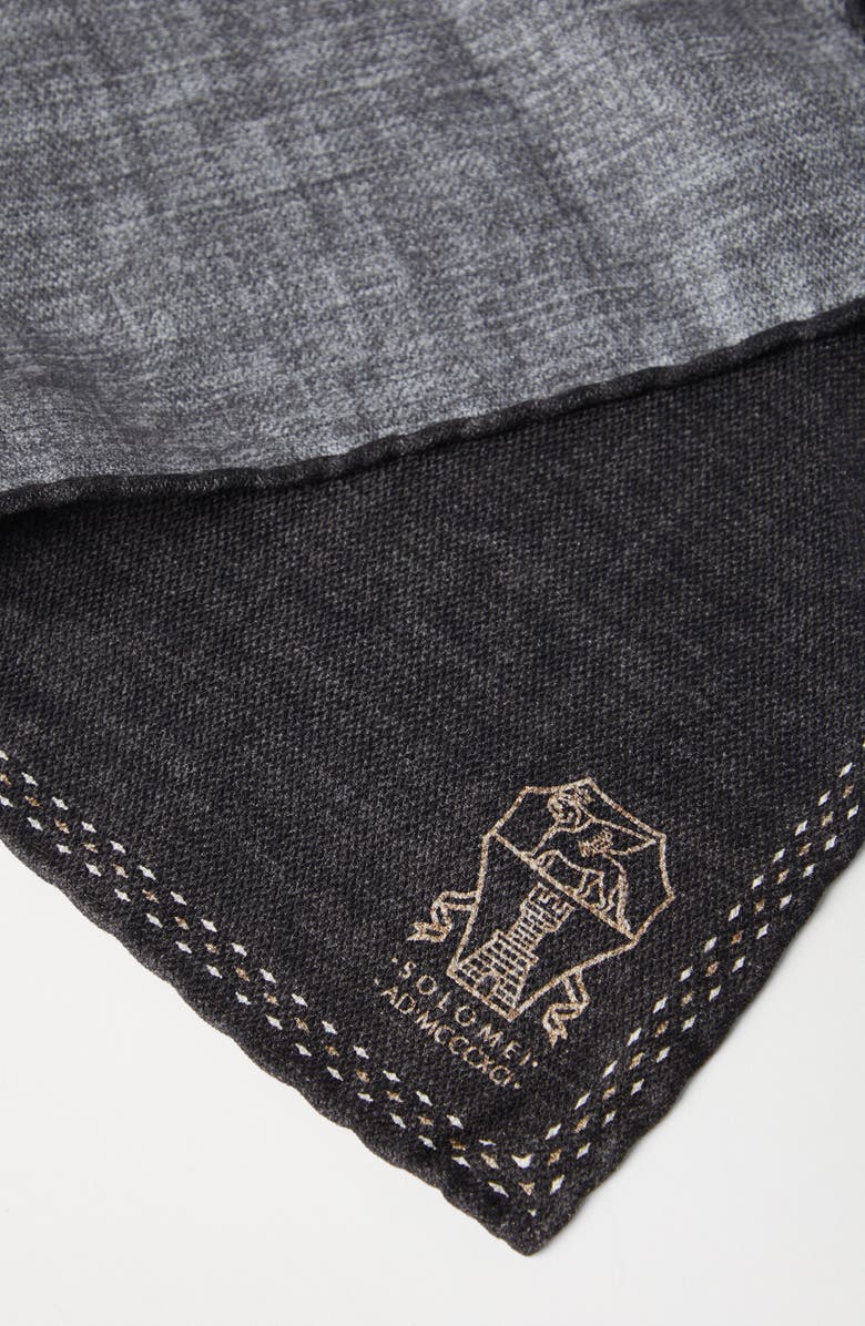 Brunello Cucinelli Silk pocket square, Alternate, color, Anthracite