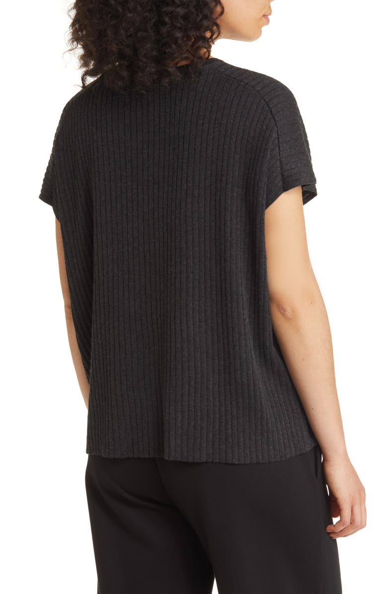 Eileen Fisher Short Sleeve Organic Cotton Blend Rib Top, Alternate, color, 