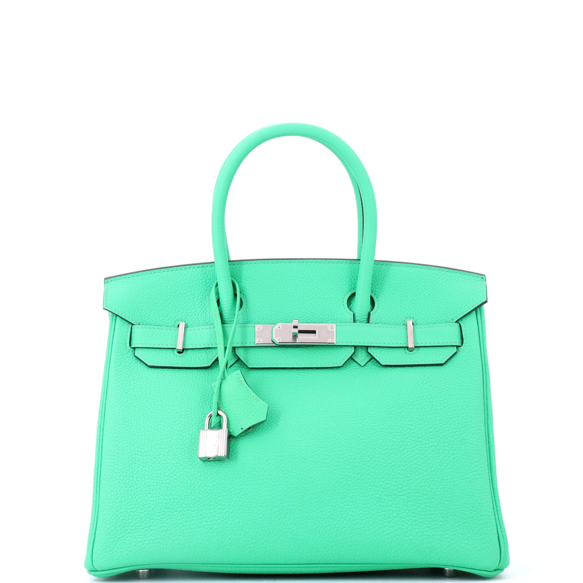 Pre-Owned Hermes Birkin Handbag Green Togo with Palladium Hardware 30, Main, color, Vert Comics