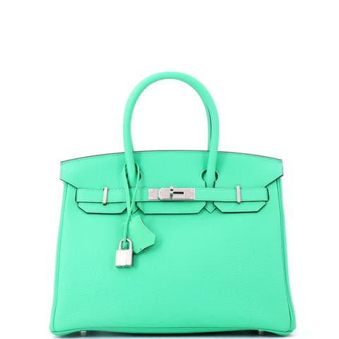 Birkin Handbag Green Togo with Palladium Hardware 30