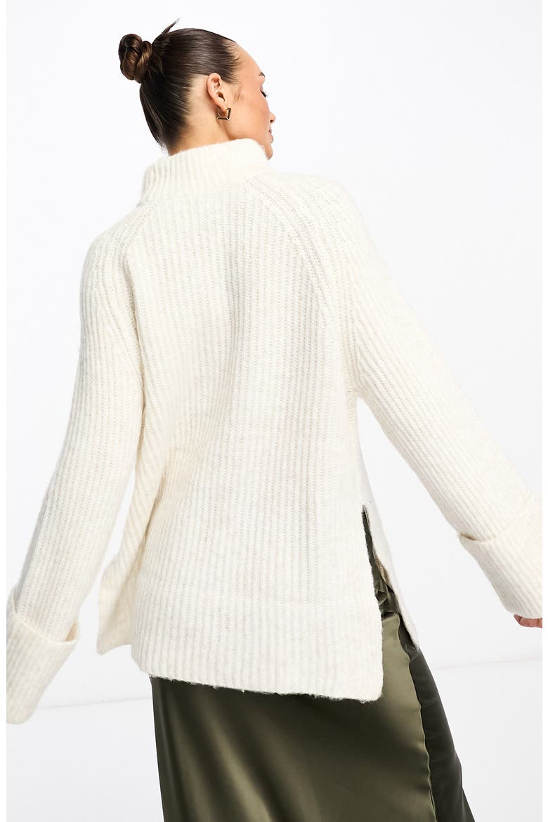 Side Slit Mock Neck Sweater, Alternate, color, CREAM