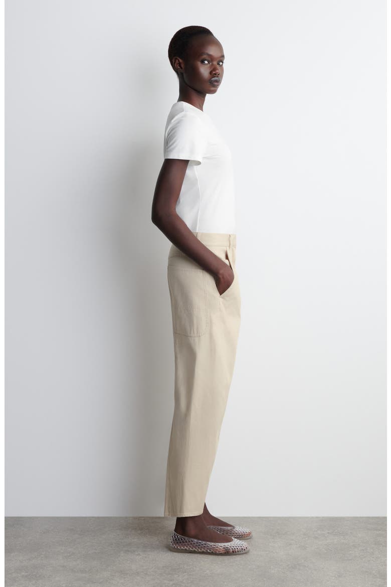 Batten Tapered Cotton Ankle Pants, Alternate, color, BEIGE DUSTY LIGHT
