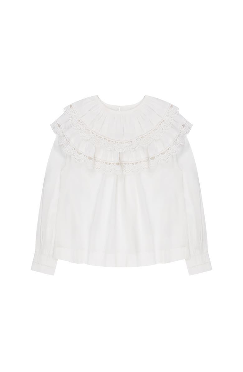 Ro&Zo Crochet Double Frill Blouse, Alternate, color, White