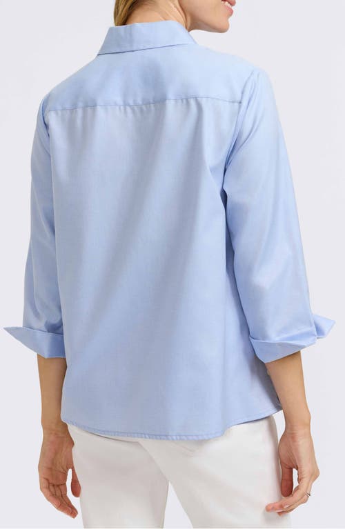 Foxcroft Beatrice Side Button Shirt In Soft Blue