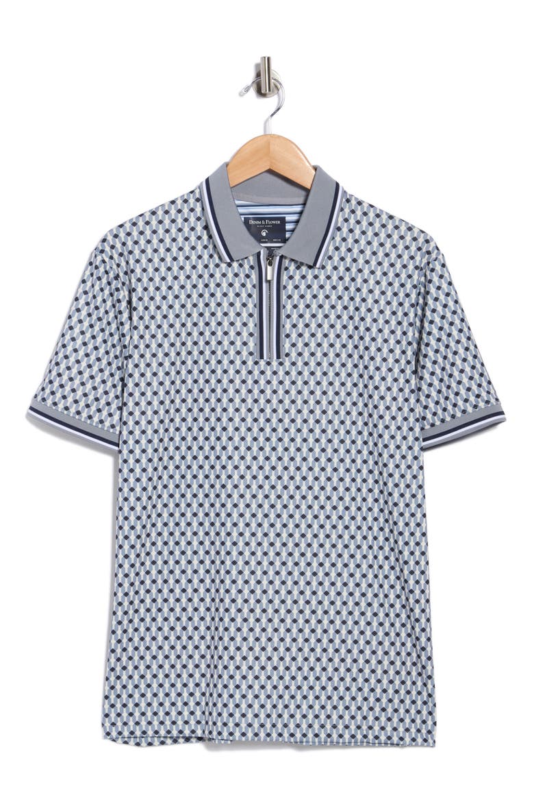 Geometric Quarter Zip Performance Polo, Alternate, color, WHITE
