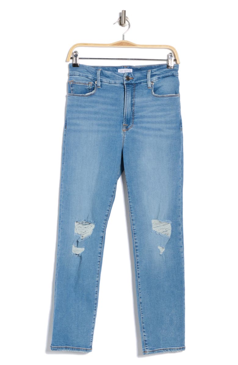 Good American Good Classic Ankle Straight Leg Jeans, Alternate, color, 