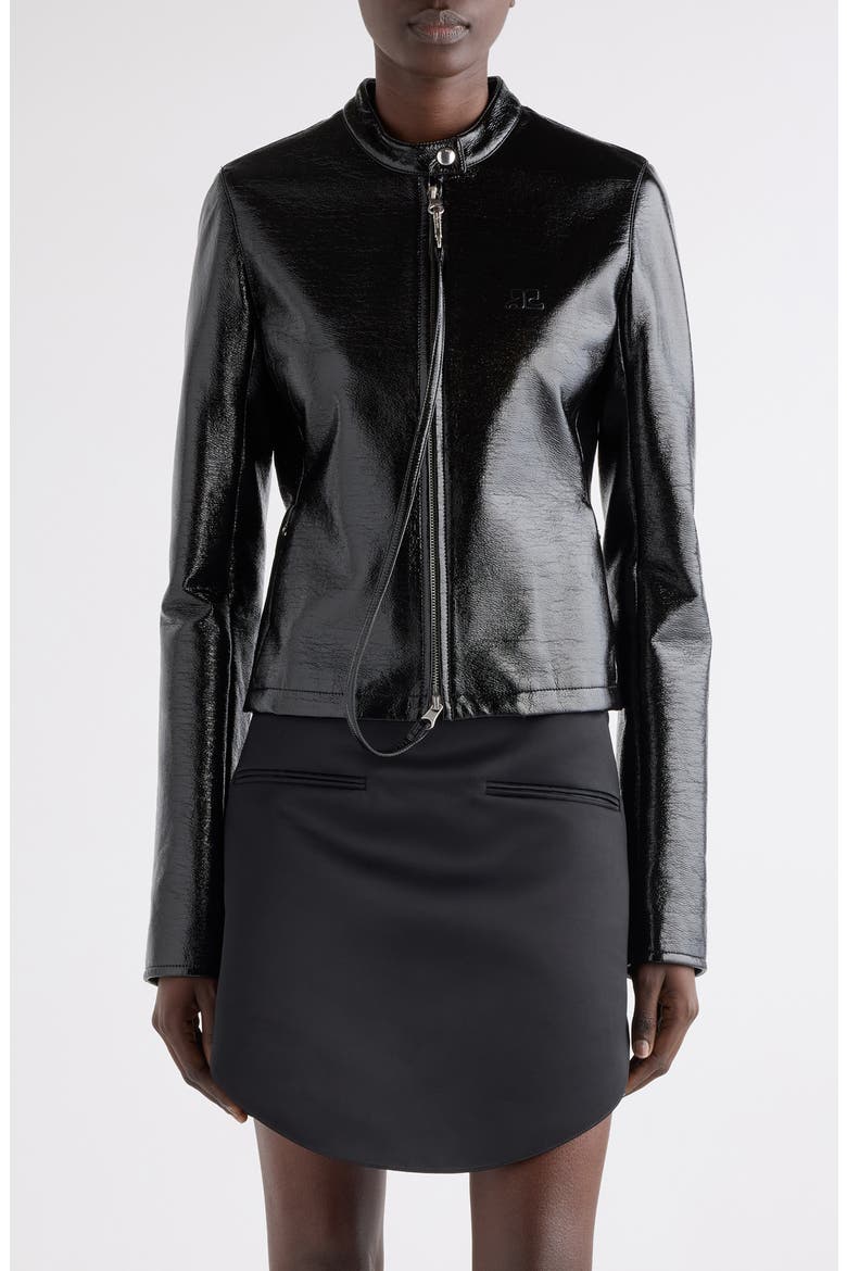City Vinyl Biker Jacket, Main, color, BLACK
