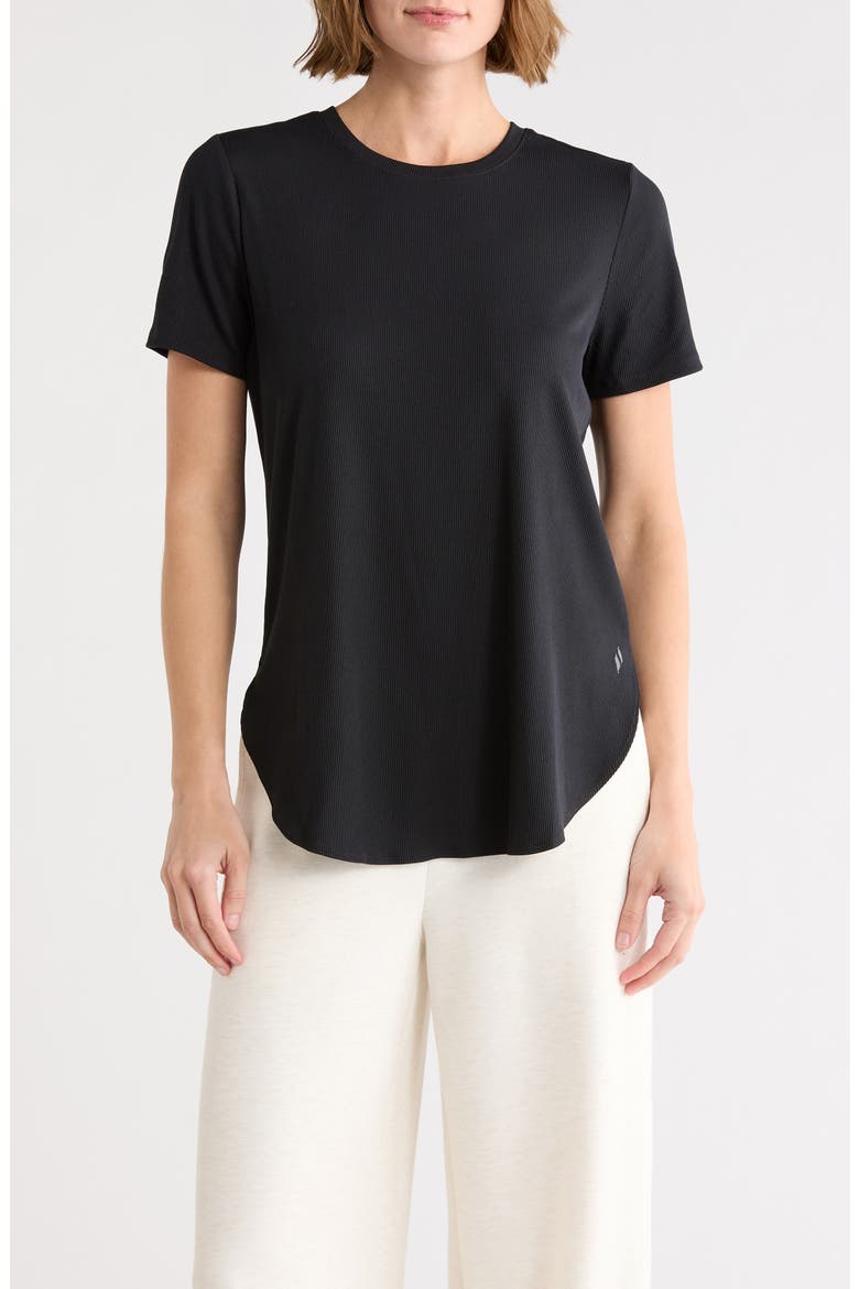 GoWalk® Rib Tunic T-Shirt, Main, color, BOLD BLACK