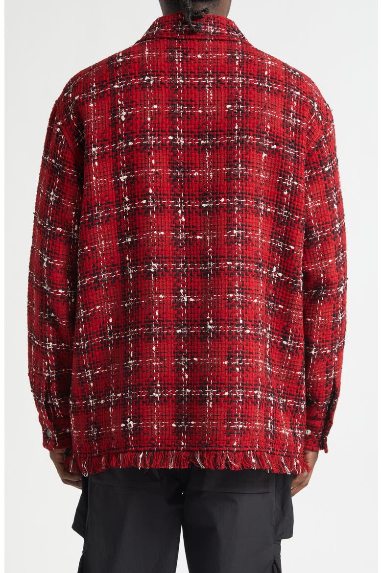 Plaid Wool Blend Tweed Overshirt, Alternate, color, RED ROSE