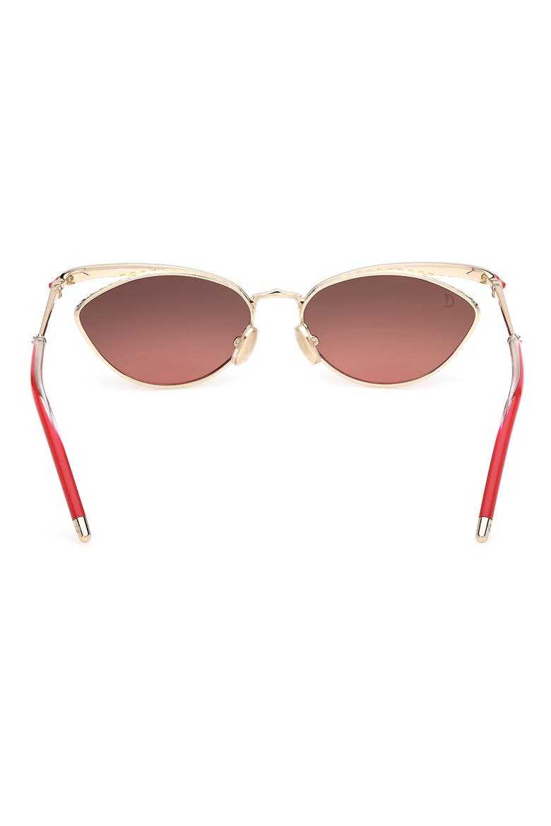 56mm Geometric Sunglasses, Alternate, color, GOLD / RED / ZEISS SMOKE RED