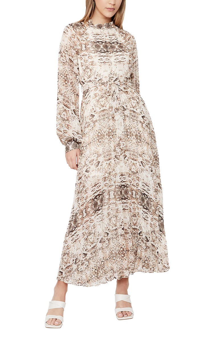 Bardot Snake Print Long Sleeve Dress, Main, color, 